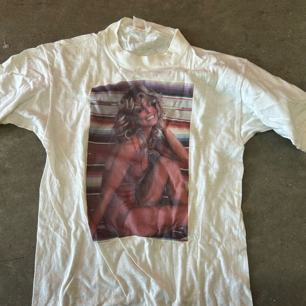 VTG 1970s Farrah Fawcett Graphic White T-Shirt